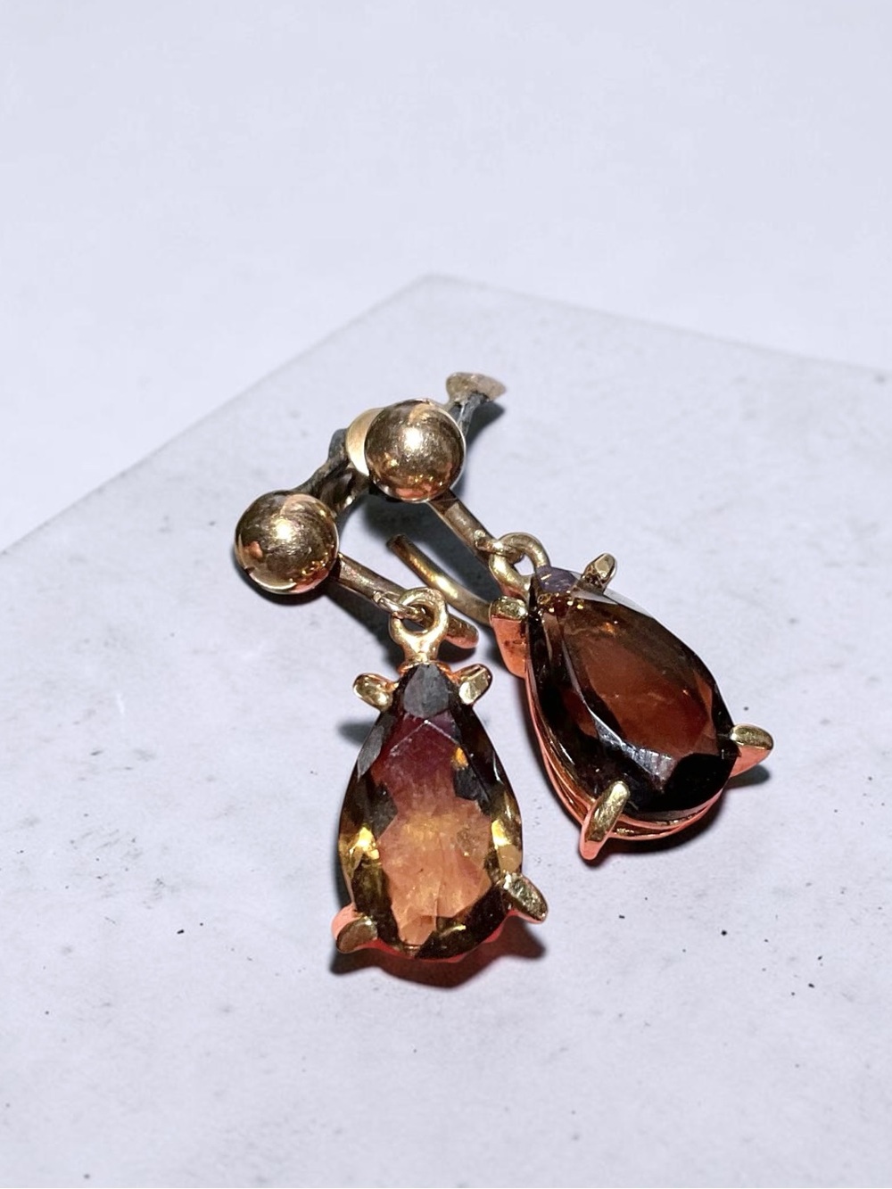 🌺Vintage Gold Filled Smoky Topaz Earrings